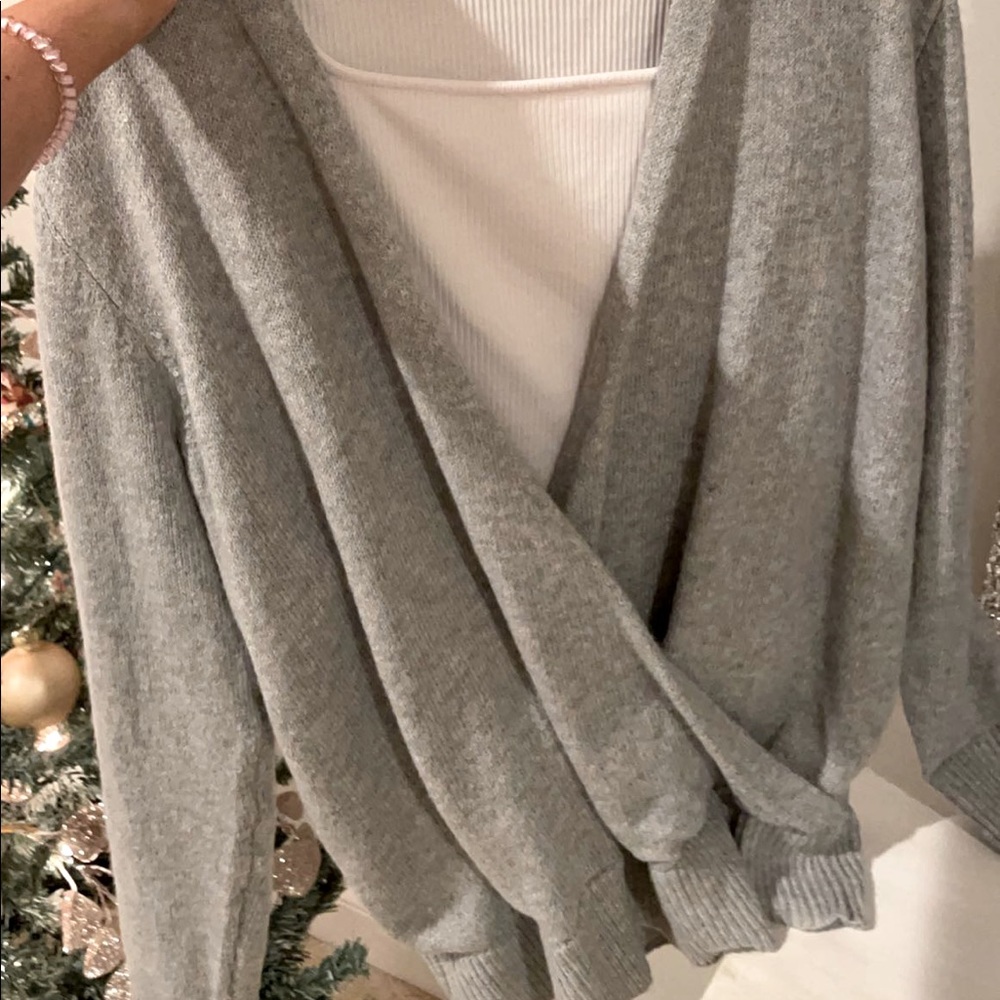 grey cardigan